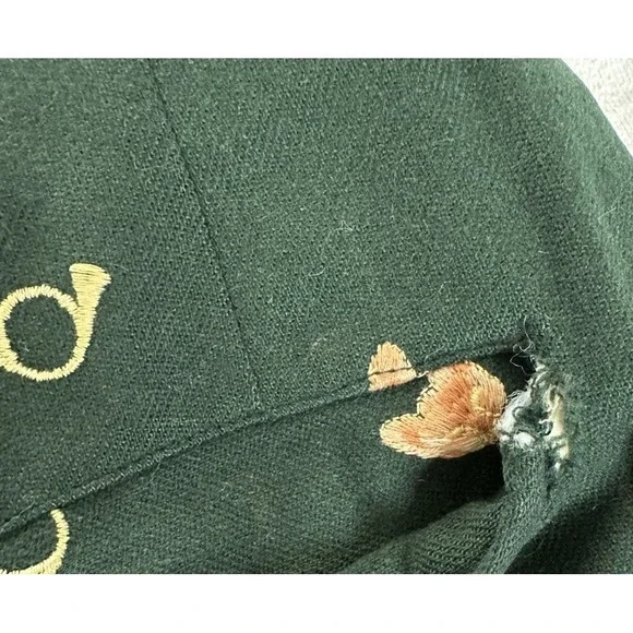 Womens Vintage Handmade Wool? Pants Green Embroidered Fox Crop Size M - Picture 5 of 7